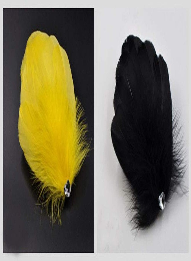 Fodattm 2PCS Heart-shaped Feather Hair Clip Headpiece Party Hairpins Hair Barrettes Hair Accessory Bridal Wedding Feather Fascinator (Yellow) - Image 2